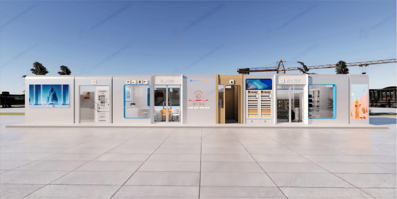Solar-powered flat-pack container building in Philippines